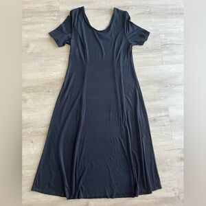 St. Michael by Marks & Spencer modest Simple Basic Black Midi Flowy Dress SZ 10
